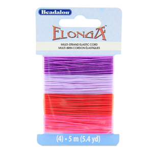 Elonga Stretch Cord, 0.7 mm (.028 in), Green, Lime, Medium Blue, Blue, 5 m  (5.4 yd) each color
