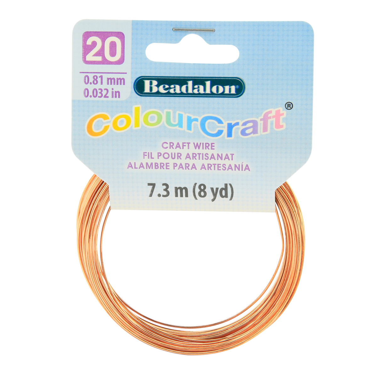 ColourCraft Wire, 20 Gauge 0.032 in / 0.81 mm, Copper, 7.3 m / 8 yd coil
