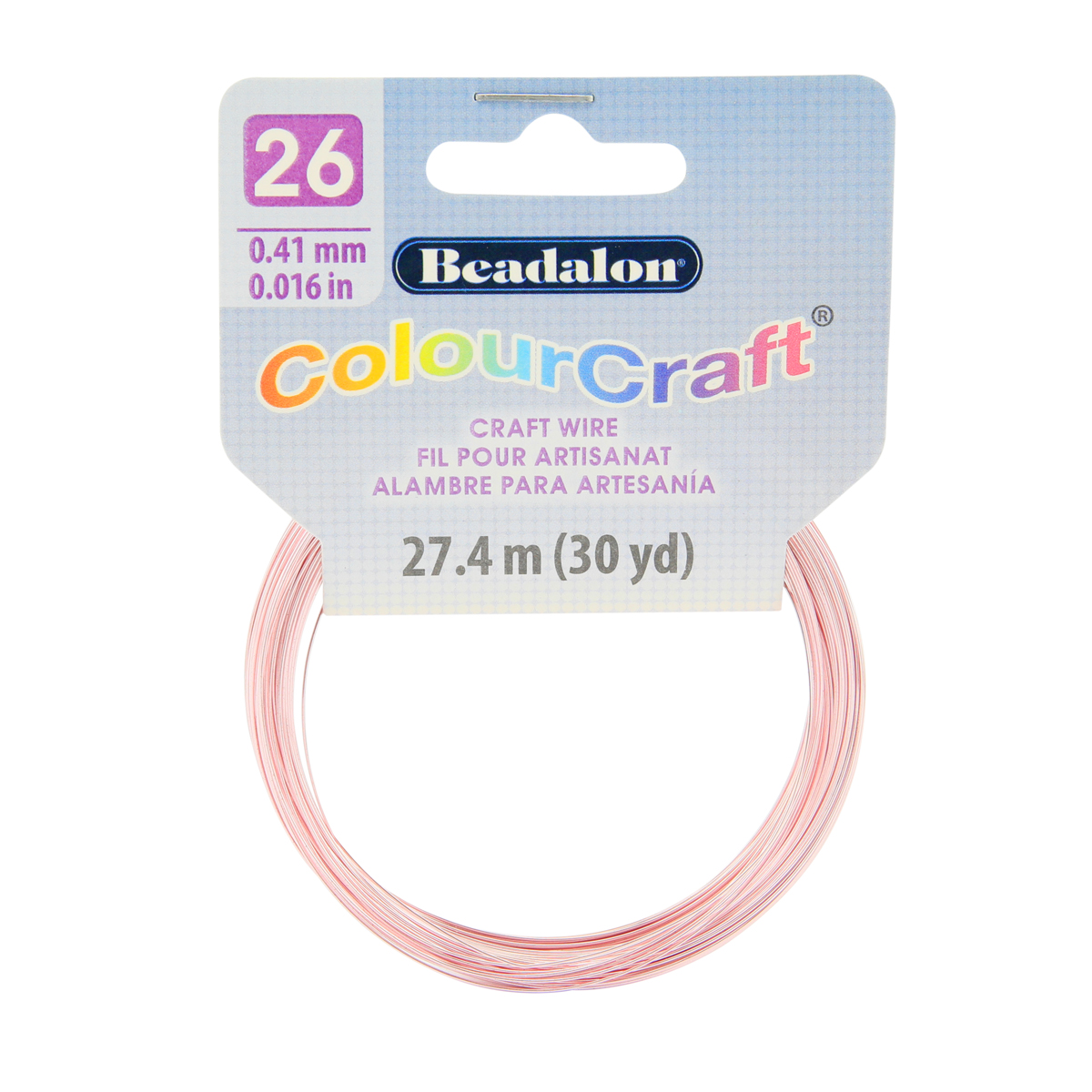 ColourCraft Wire, 26 Gauge (0.017 in, 0.40 mm), Pink (Silver Plated), 27.4  m (30 yd) Coil