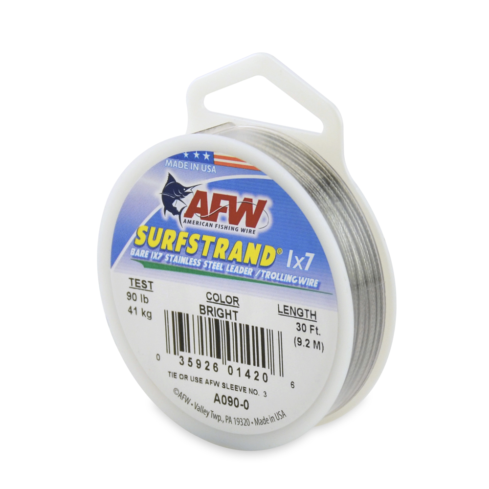20 SLEEVES STAINLESS STEEL CLEAR  WIRE LEADER 75 FEET 90 lbs TEST 1X7 STRAND 