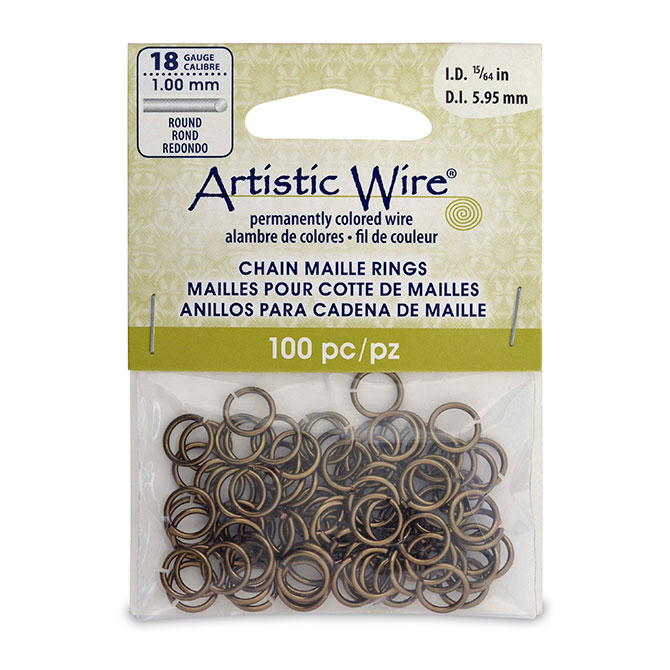 Artistic Wire Beadalon 7/32-inch 110 Piece 18-Gauge Chain Maille Rings Black 