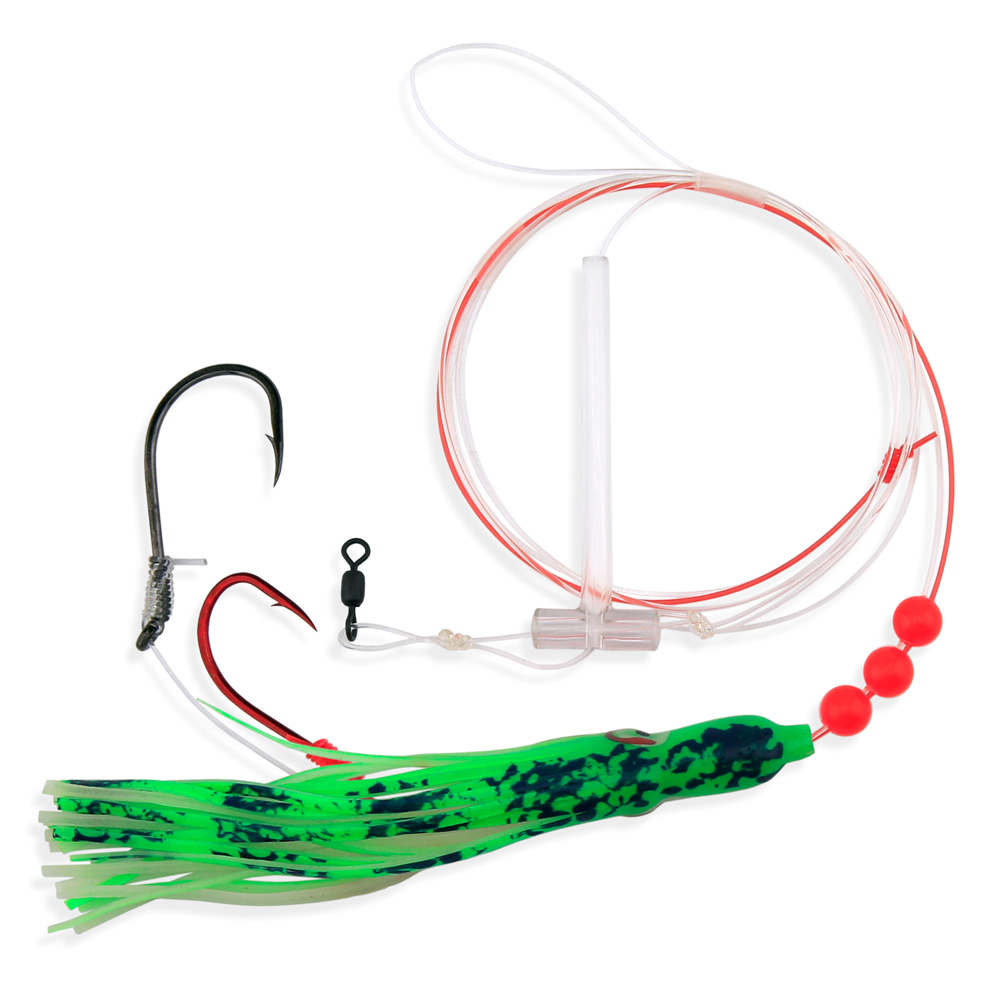 Croaker Rigging Aqua-Clear, Adj Tandem Rig, Flndr/Fluke/SeaTrout/Croaker, 5/0 Blk Nckl ...