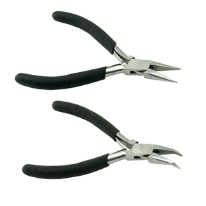  JEWEL TOOL 30° Bent Nose Pliers, Slim Body, Polished  Stainless Steel, Double Spring Action, Vinyl-Wrapped Comfort Handles