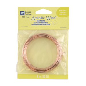 Artistic Wire 12 Gauge / 2.1 mm Bare Copper Craft Wire, 10 ft / 3.1 M