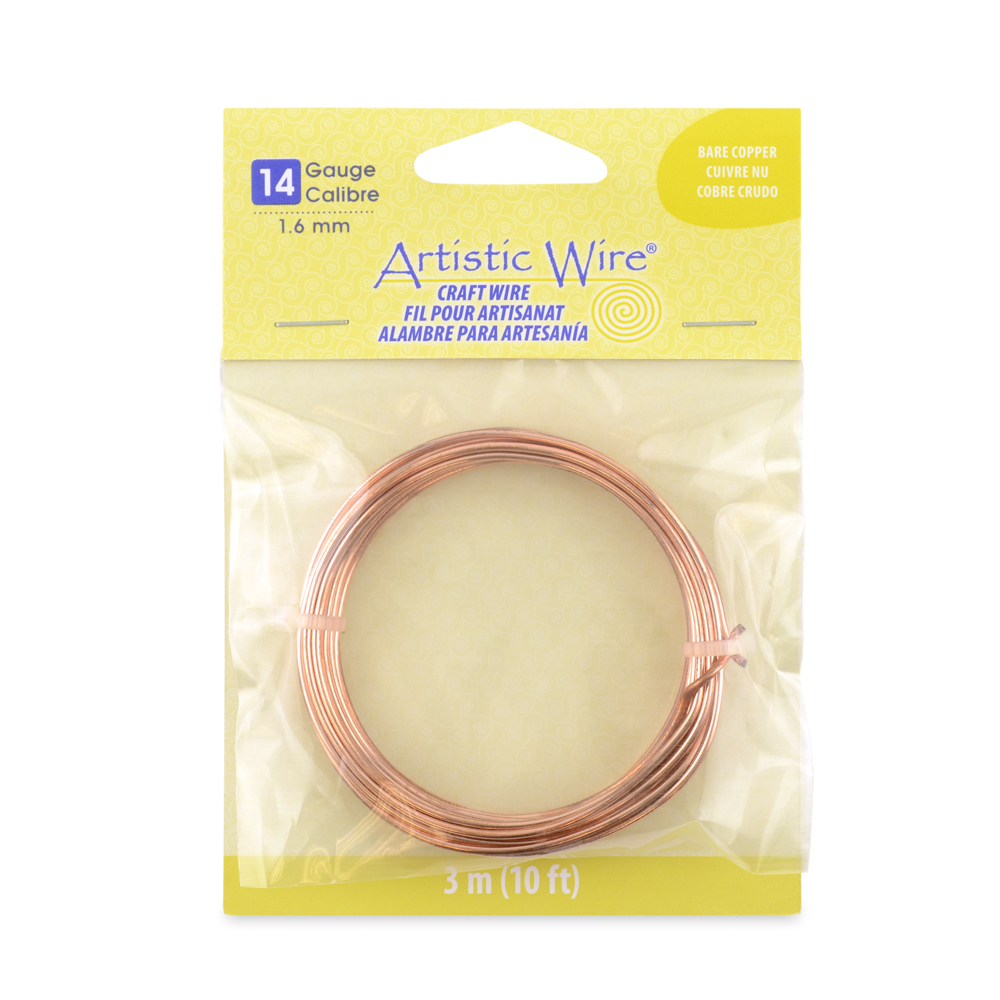 Artistic Wire, 14 Gauge (1.6 mm), Bare Copper, 10 ft (3.1 m)