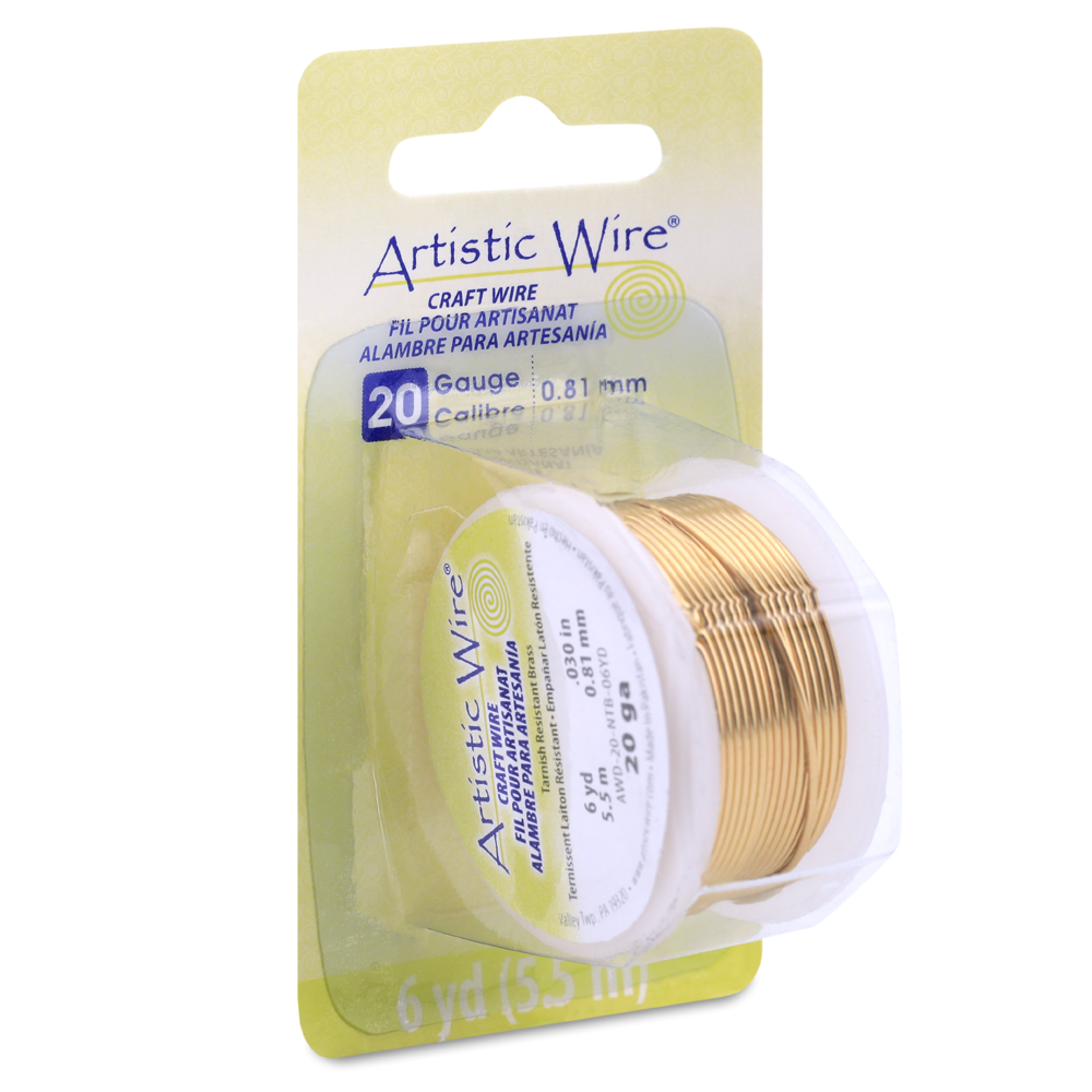 Gold Color 6 yd 5.5 m Artistic Wire 20 Gauge .81 mm Tarnish Resistant Brass Craft Wire 