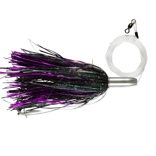 Billy Baits, Mini Turbo Slammer Rigged & Ready, Purple Shimmer/Black  Simmer, Concave Head, 7/0 Mustad Hook, AFW Swivel, 100 lb (45.3 kg) Grand  Slam Mono Line, 6 ft (1.8 m)