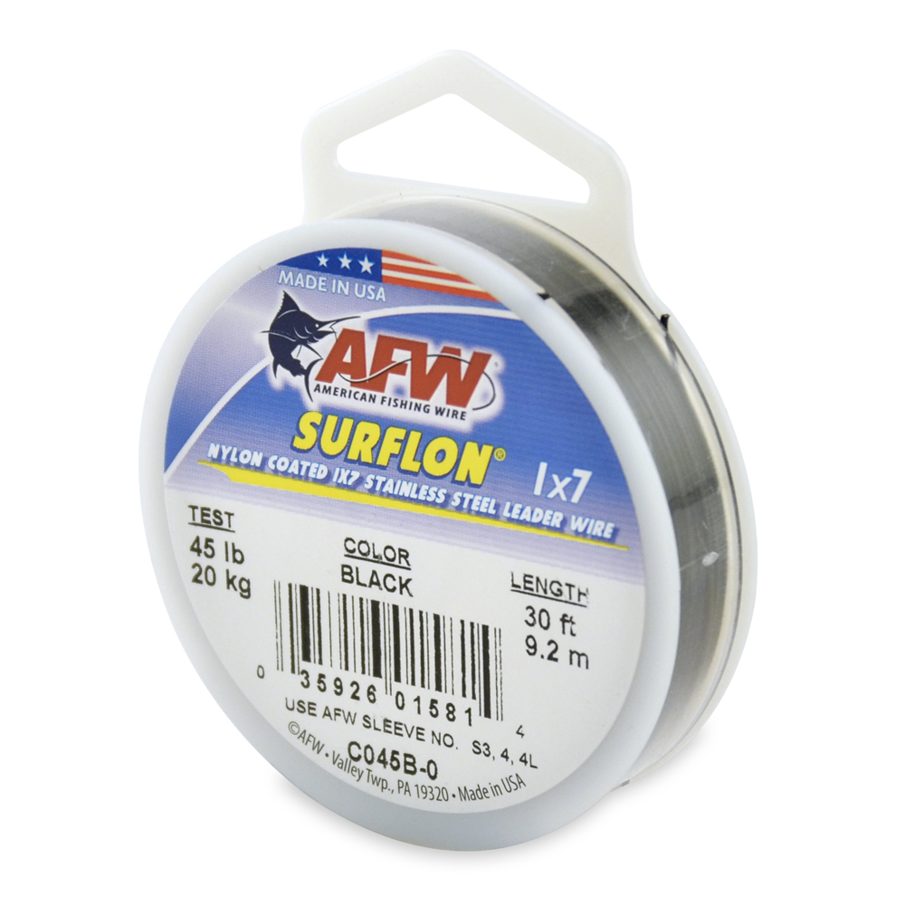 American Fishing Wire Surflon Nylon Coated 1x7 Stainless Steel Leader Black 30 for sale online 
