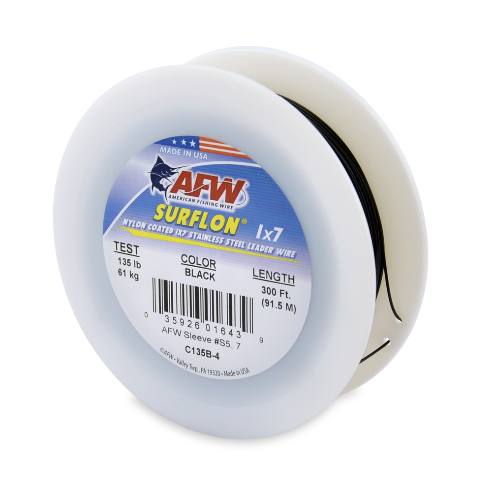 AFW Surflon Micro Ultra 1x19 Coated Stainless Leader 5m All Breaking Strains 