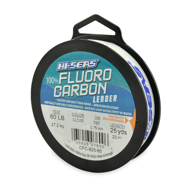 100% Fluorocarbon Leader, 60 lb (27.2 kg) test, .030 in (0.75 mm) dia,  Clear, 25 yd (23 m)