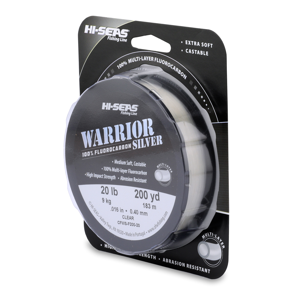 Warrior Silver 100% Fluorocarbon Line, 20 lb (9.1 kg) test, 0.016