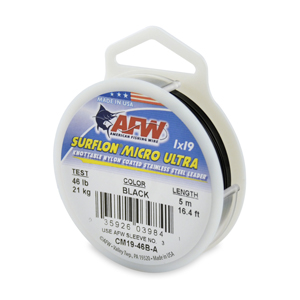 AFW Surflon Nylon Coated 1x7 Stainless Leader Wire 45 LB Bright 30 FT C045t-0 for sale online 