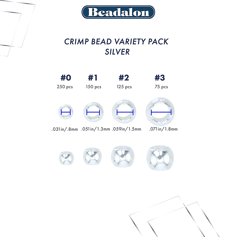 Beadalon Crimp Beads Spacer Stopper 2mm for Jewelry Making Size #1,  144/Pkg, Silver Plated