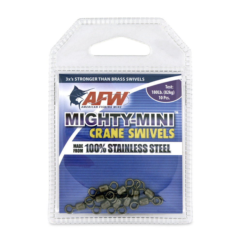 Mighty Mini Stainless Steel Crane Swivels, Size #7, 180 lb / 82 kg test,  Gunmetal Black, 10 pc