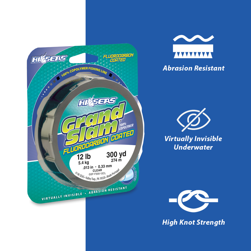 Grand Slam Fluorocarbon Coated, 10 lb (4.5 kg) test, .012 in (0.31 mm) dia,  Clear, 300 yd (274 m)
