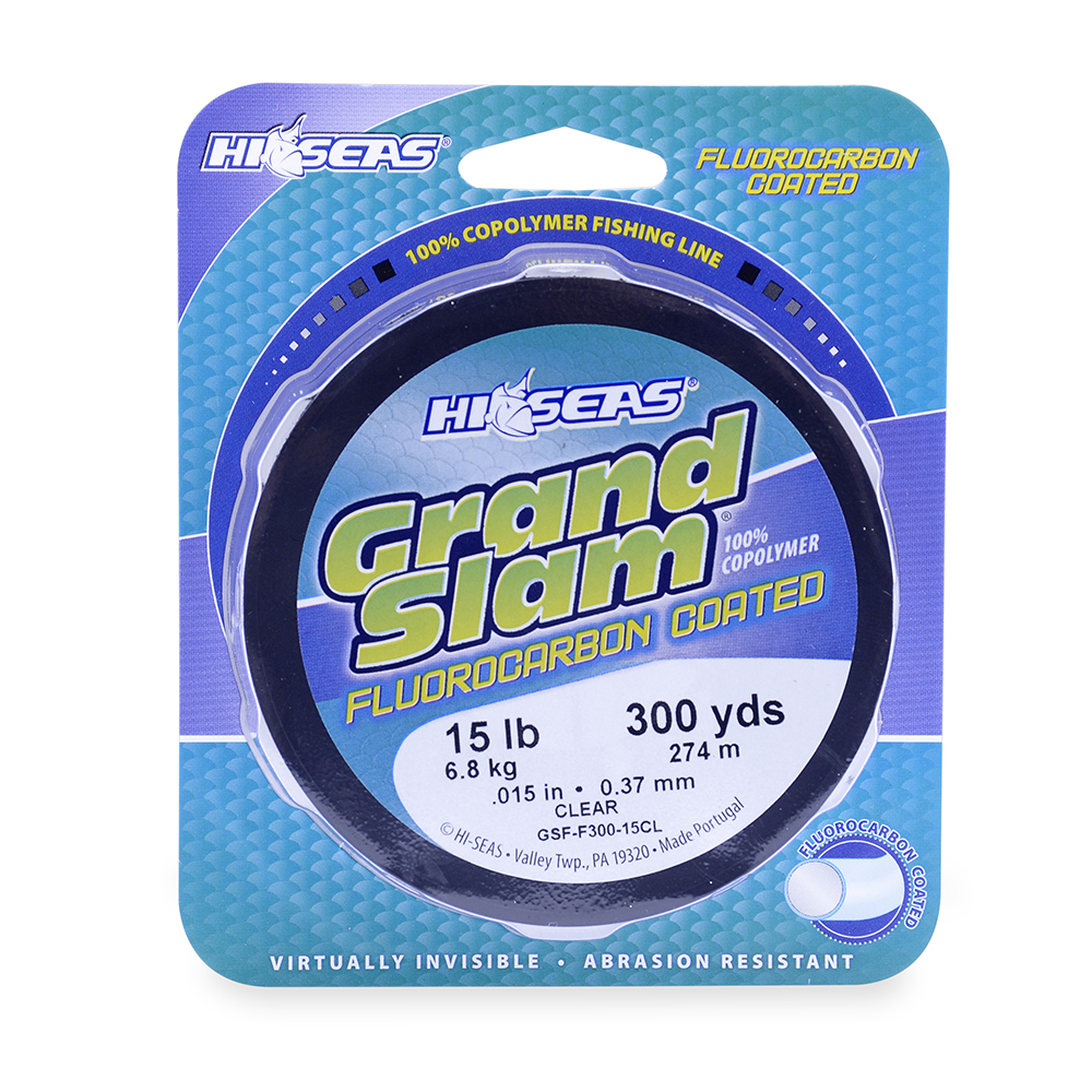 Grand Slam Fluorocarbon Coated Line, 15 lb / 6.8 kg test, .015 in / 0.37 mm  dia, Clear, 300 yd / 274 m