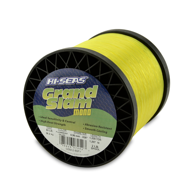 Grand Slam Mono Line, 80 lb (36.2 kg) test, .035 in (0.90 mm) dia,  Fluorescent Yellow, 1320 yd (1207 m)