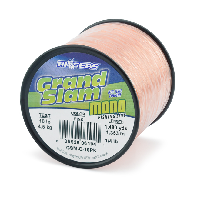 Grand Slam Mono Line, 10 lb (4.5 kg) test, .012 in (0.30 mm) dia, Pink,  1480 yd (1353 m)