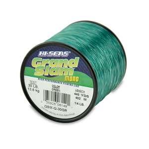 Grand Slam Mono Line, 30 lb (11.3 kg) test, .022 in (0.55 mm) dia, Green,  440 yd (402 m)