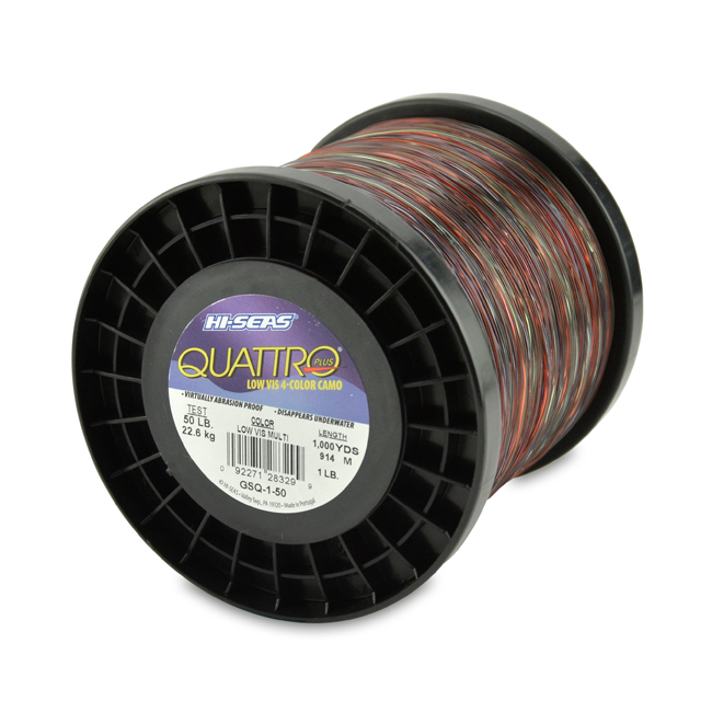 Quattro Mono Line, 50 lb (22.6 kg) test, .028 in (0.70 mm) dia, 4-Color  Camo, 1000 yd (914 m)