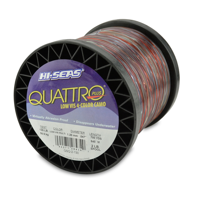 Quattro Mono Line, 130 lb (58.9 kg) test, .047 in (1.20 mm) dia, 4-Color  Camo, 700 yd (640 m)