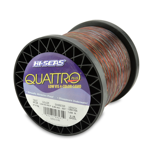 Quattro Mono Line, 60 lb (27.2 kg) test, .031 in (0.80 mm) dia, 4-Color  Camo, 1560 yd (1426 m)