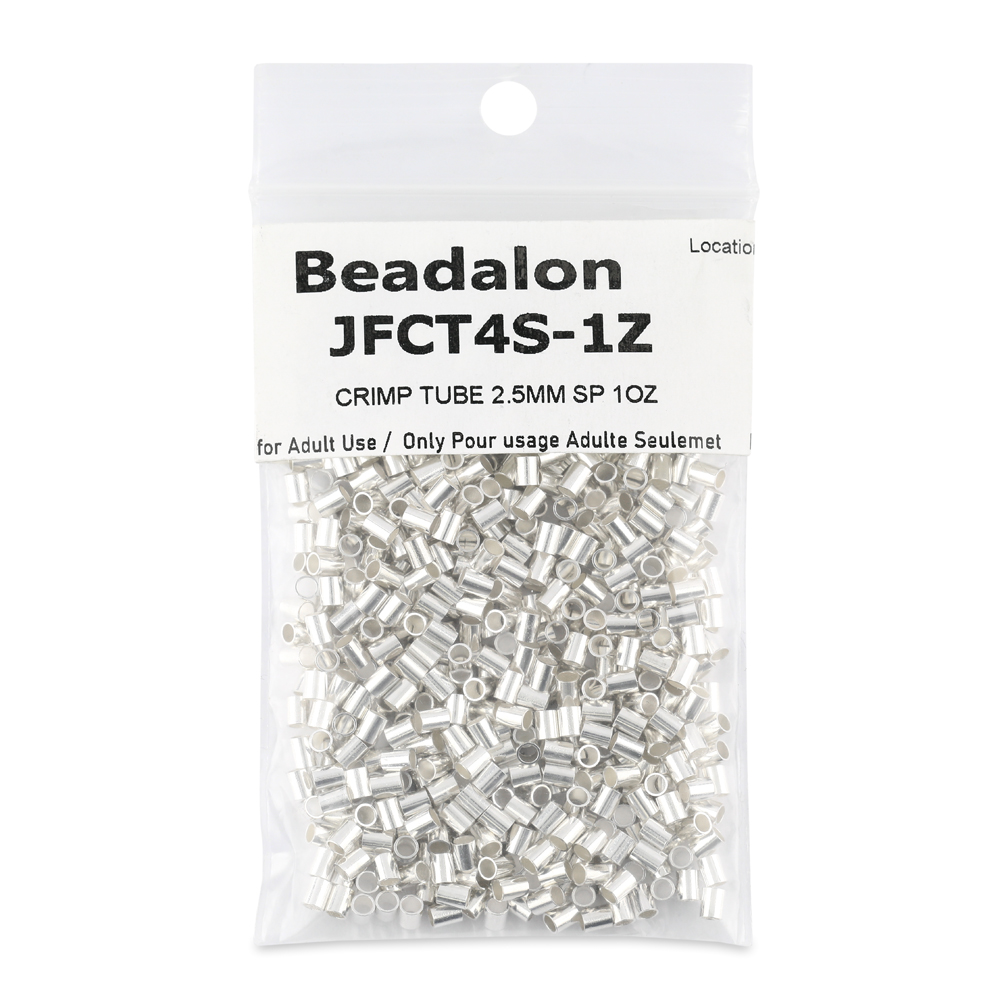 Crimp Tubes, 2.5 mm (.098 in) O.D., Silver Plated, 1 oz (28.35 g