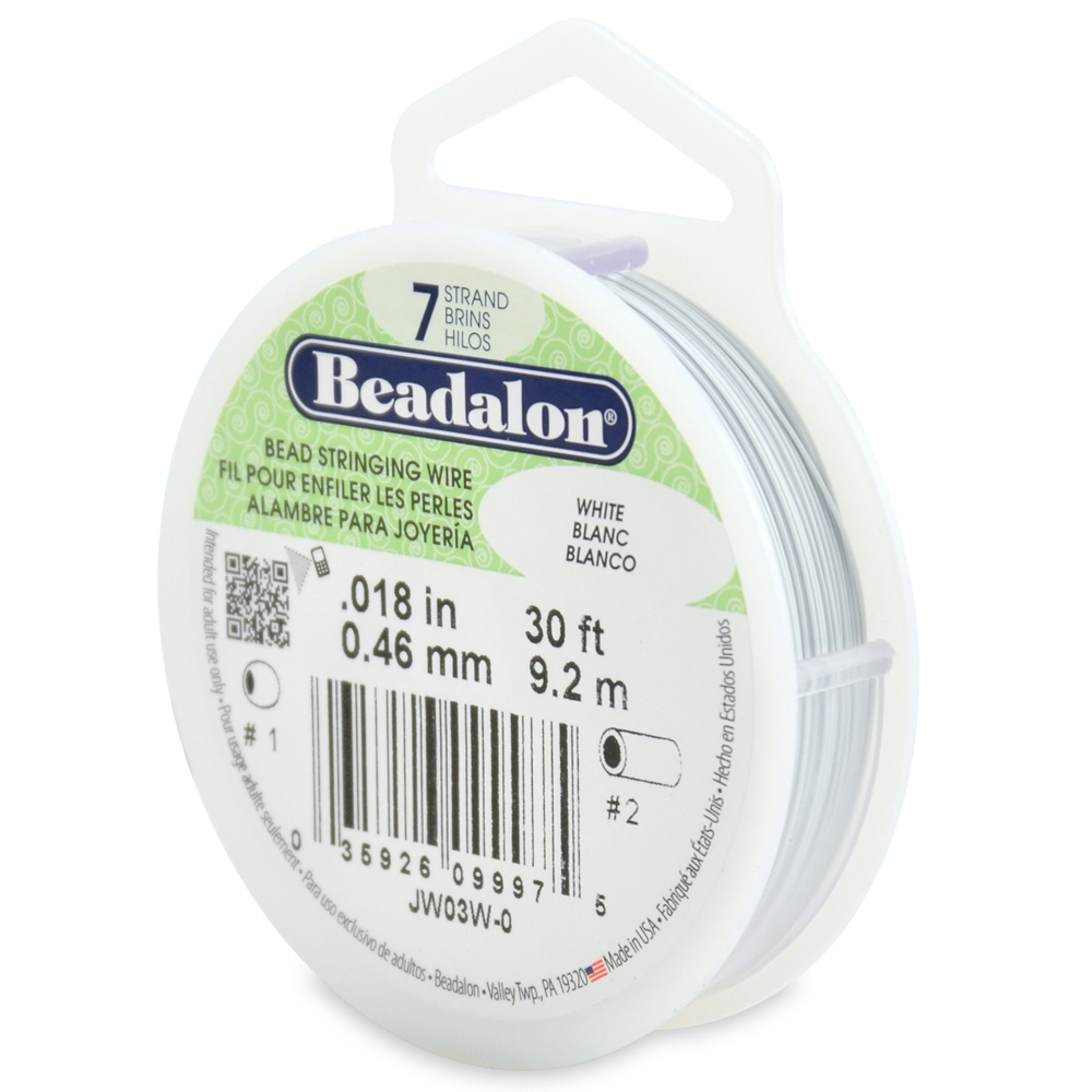 Beadalon 7 Strand Stainless Steel Bead Stringing Wire, 018 in / 0.46 mm,  Bright, 30 ft / 9.2 m