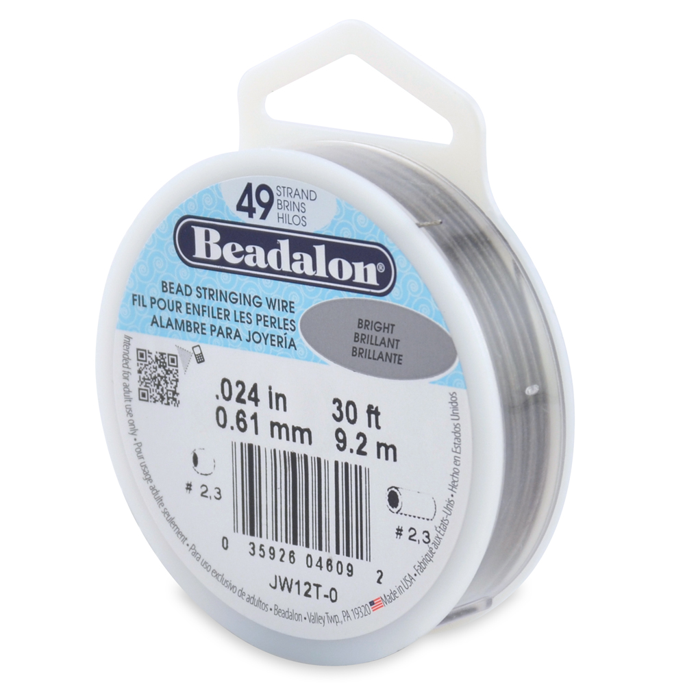 49 Strand Stainless Steel Bead Stringing Wire, .024 in (0.61