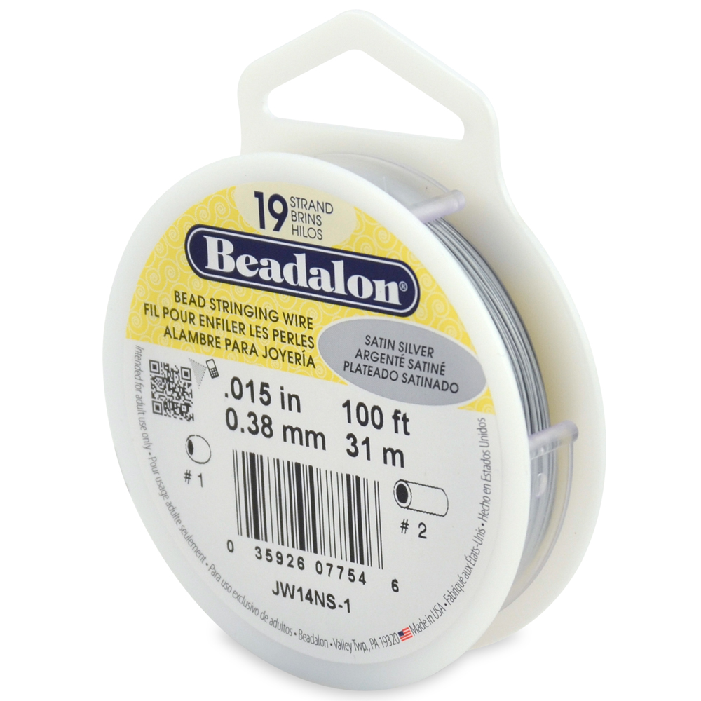 19 Strand Stainless Steel Bead Stringing Wire 015 In 0 38 Mm Satin Silver 100 Ft 31 M 19 Strand Stainless Steel Bead Stringing Wire 015 In 0 38 Mm Satin Silver 100 Ft 31 M