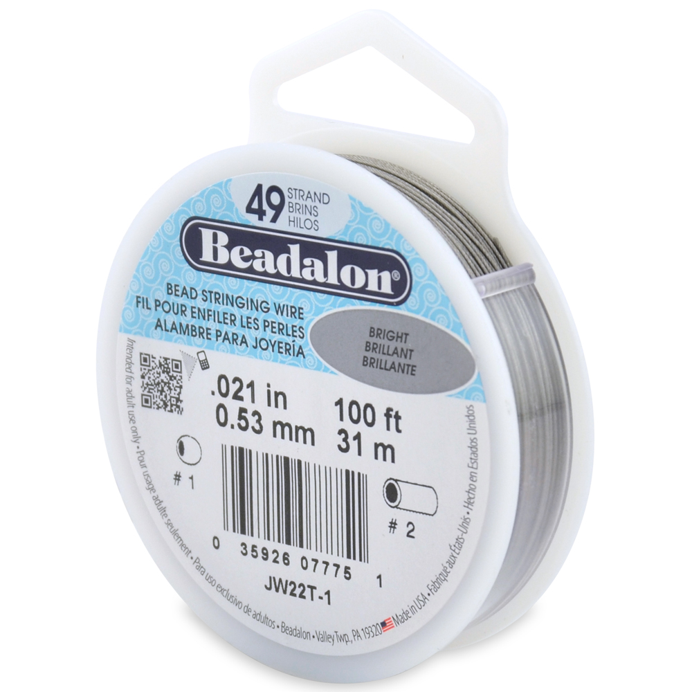 49 Strand Stainless Steel Bead Stringing Wire, .021 in (0.53