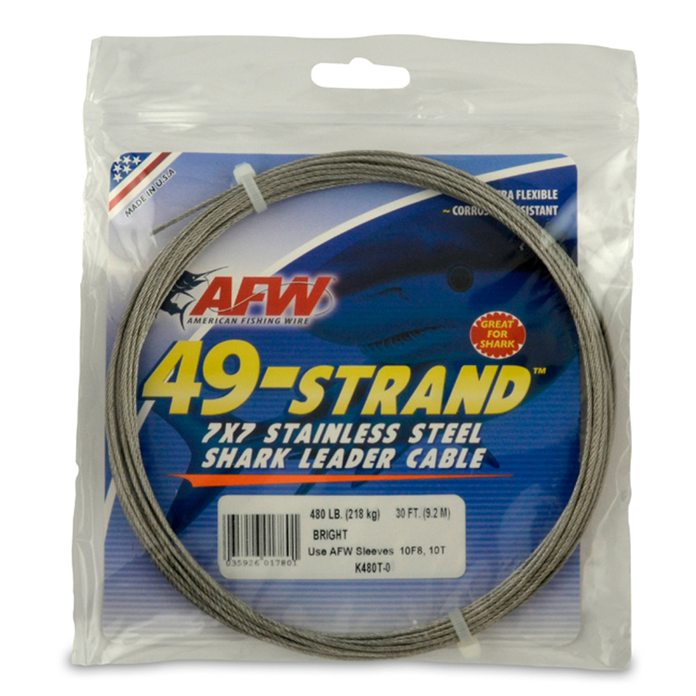 49 Strand, 7x7 Stainless Steel Shark Leader Cable, 480 lb (218 kg