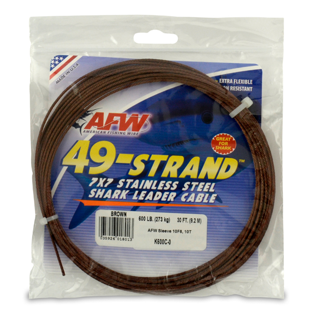 AFW 49-Strand Stainless Steel Shark Leader Cable 