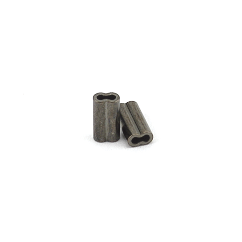 Mini Double Barrel Copper Sleeves, 1.0 mm / 0.04 in ID, 2.15 mm / 0.08 in  OD, 7.0 mm / 0.28 in length, Black, 100 pc