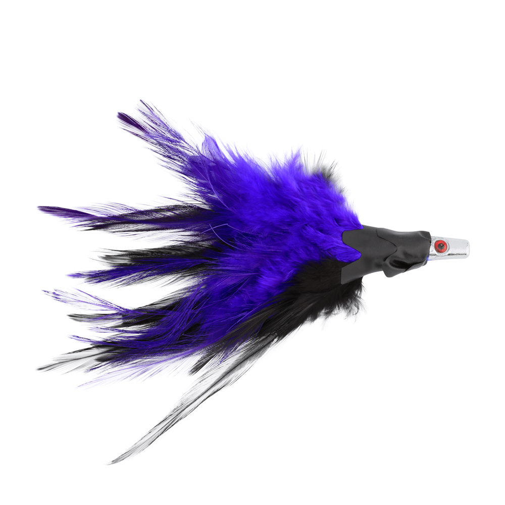 No Alibi, Trolling Feather Lure, Style F, Black/Purple Skirt