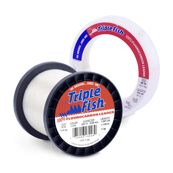 Triple Fish Fluorocarbon Line, 50 lb (22.7 kg) test, 0.029 in (0.74 mm)  dia, Clear, 1 lb (0.45 kg) Spool