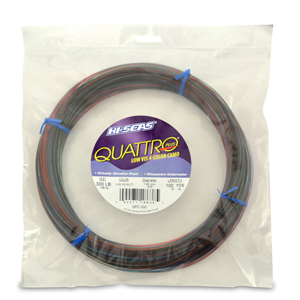 Quattro Braid, 20 lb (9.1 kg) test, .008 in (0.20 mm) dia, 4-Color