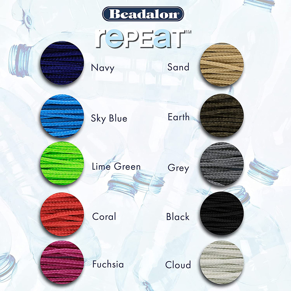 Elonga Stretch Cord, 0.7 mm (.028 in), Green, Lime, Medium Blue, Blue, 5 m  (5.4 yd) each color