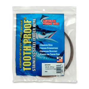 AFW TOOTH PROOF STAINLESS STEEL LEADER-Single Strand Wire-44LB Test 30FT BRIGHT 