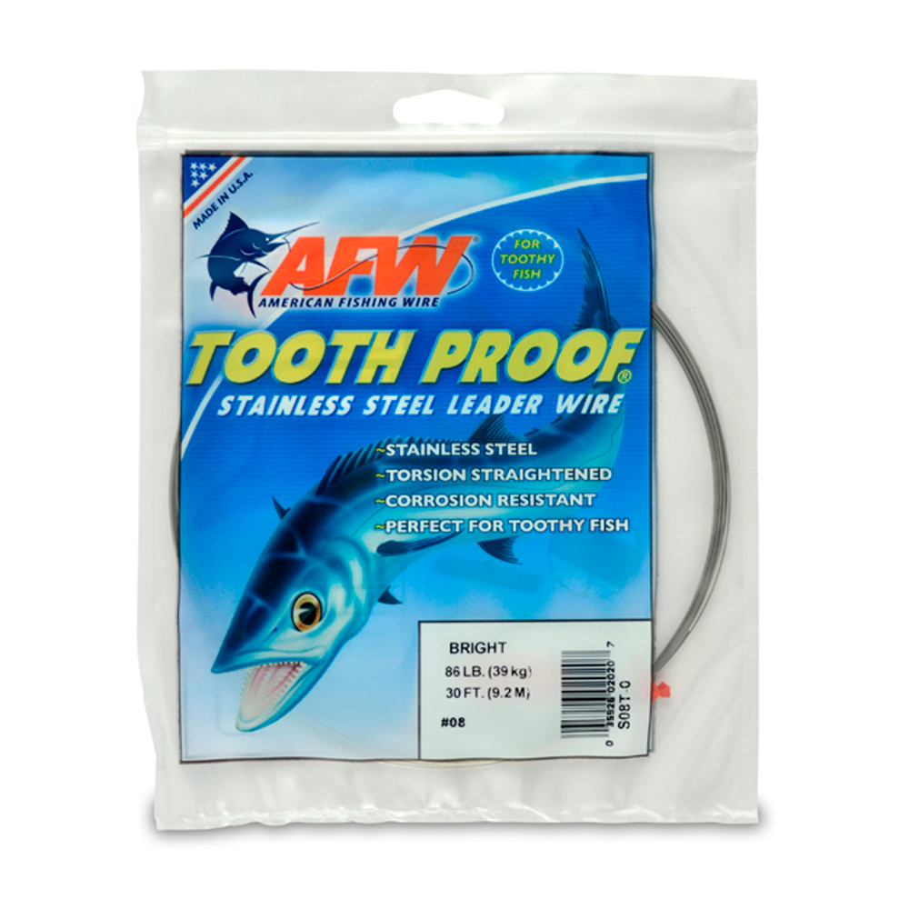 AFW TOOTH PROOF STAINLESS STEEL LEADER-Single Strand Wire-86LB Test 30FT BROWN 