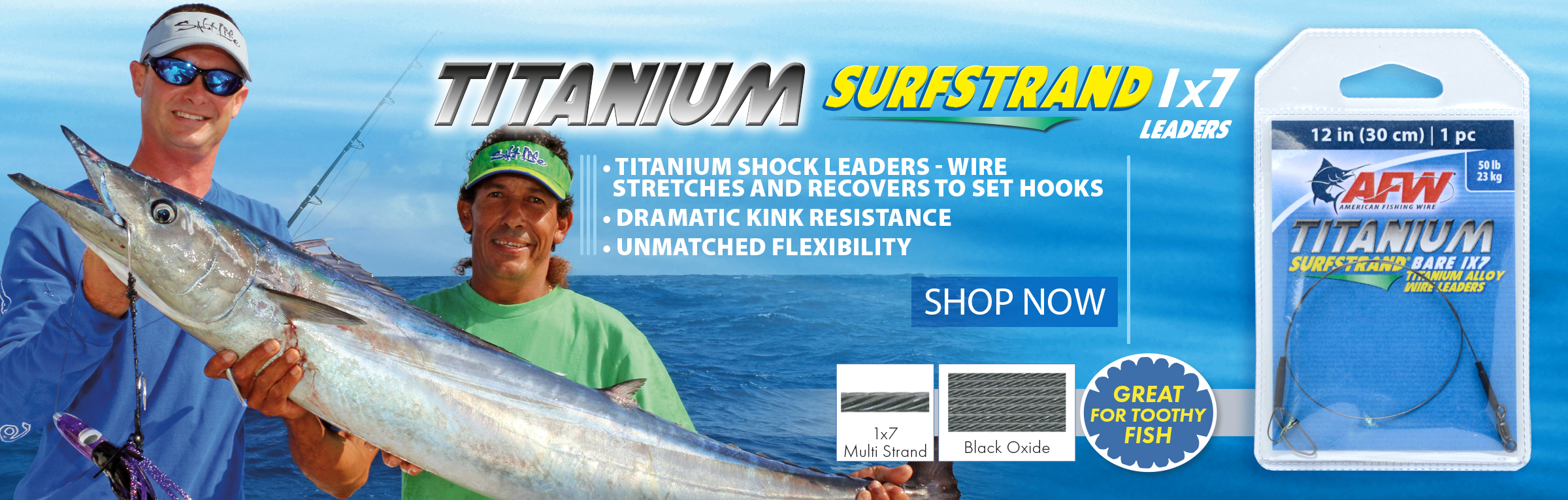 AFW Titanium Surfstrand, Bare 1x7 Fishing Leaders