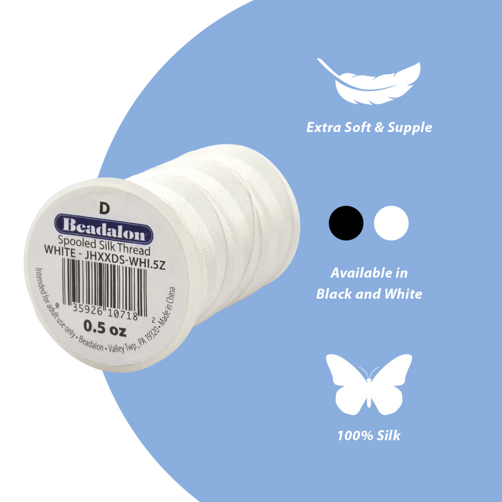 Simply Silk Beading Thread Size 0 White 0.006 Inch 0.1524 Spool 600 Yards  Compasible with 15/0 11/0 Seed Beads