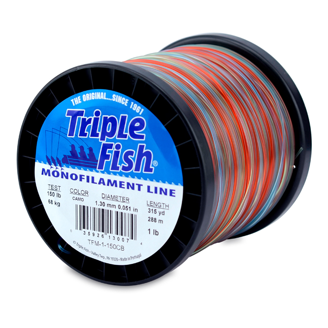 Triple Fish Monofilament Line, 60 lb / 27.2 kg test, .031 in / 0.80 mm dia,  Clear, 1680 yd / 1536 m, 2 lb / 0.90 kg Spool