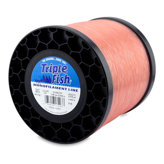 Triple Fish Mono Line, 100-Pound (45.3 Kg) Test.039 in (1.00 Mm) Diameter,  Pink, 5-Pound (2.26 Kg) Spool, 2675-Yard (2446 M), Monofilament Line -   Canada